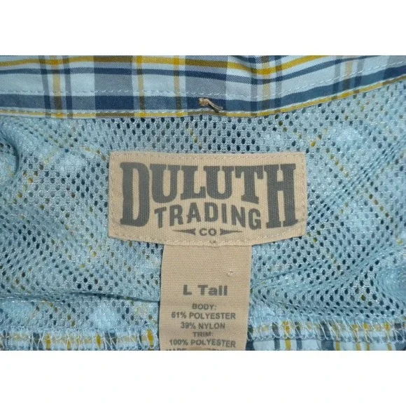 Duluth Shirt LT Blue Yellow Plaid Armachillo Lightweight Wicking Vented‎ 475205 - Picture 11 of 14
